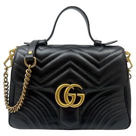 Gucci GG Marmont Schultertasche aus Leder in Schwarz