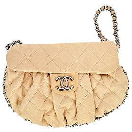 Borsa Medium Messenger con catena Chanel in pelle crema