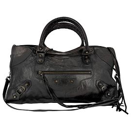 Borsa Balenciaga Giant Brogues Covered Work Bag in pelle nera