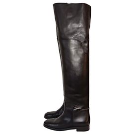 Gucci botas mosqueteras de cuero negro estilo ecuestre colección desfile 2024 T40