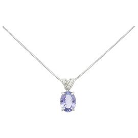 Autre Marque Collana in Tanzanite e Diamanti Pt900 Pt850