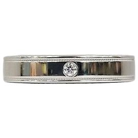 Tiffany & Co Anel Aliança Double Milgrain Diamond Together Platina