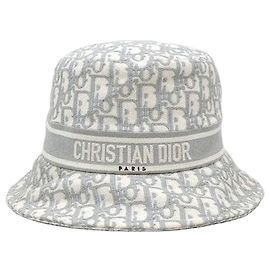 Dior Chapéu Bucket bordado Oblique Cinza