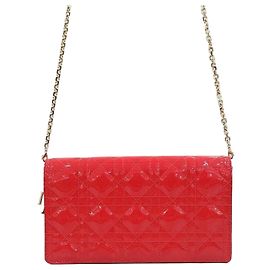 Dior Bolsa de Ombro com Corrente e Bolsa de Verniz Vermelho