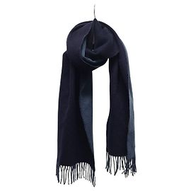 Hermès Sciarpa in cashmere blu navy bicolore con logo ricamato