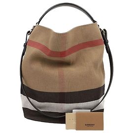 Burberry Ashby Medium Canvas Hobo Bag Schwarz
