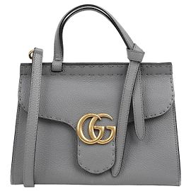 Gucci Mini borsa GG Marmont in pelle con manico Grigia