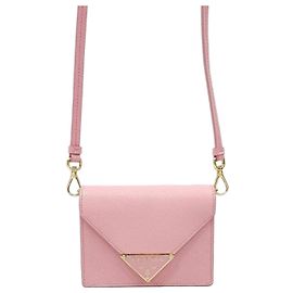 Prada Borsa a tracolla porta carte in pelle Saffiano rosa