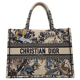 Dior Bolso Book Tote Medium Beige Multicolor Bordado Jardin D'hiver