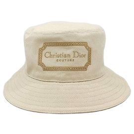 Dior Cappello Bucket Couture Beige con Logo Ricamato