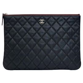 Chanel Classic Clutch Medium Black Caviar Silver Hardware