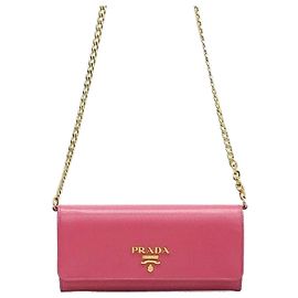Prada Saffiano WOC Chain Crossbody Bag Pink