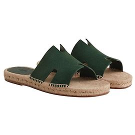 Espadrilles Hermès Antigua em camurça de cabra verde