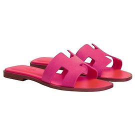 Sandali Hermès Oran Rosa in Scamosciato