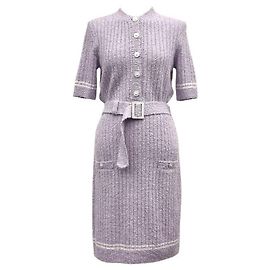 Chanel Strickkleid mit Gürtel Helllila