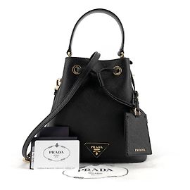 Borsa a secchiello Prada Saffiano in pelle marrone