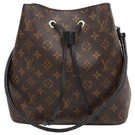 Louis Vuitton Monogram Canvas Bucket Shoulder Bag Schwarz