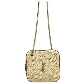 Autre Marque Borsa a tracolla Jamie Cube Chain in rafia