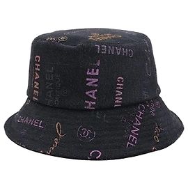 Chanel Chapéu Bucket em Denim Multi Logo