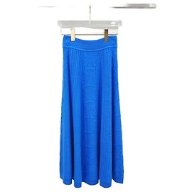 Hermès Maxi Jupe Chandal Knit Skirt Blue