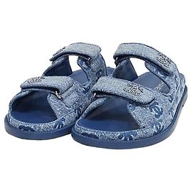 Sandali Chanel in denim blu con velcro