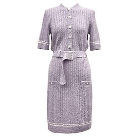 Chanel Strickkleid mit Gürtel Helllila