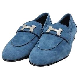 Hermès Mocasines Paris Blue Silver
