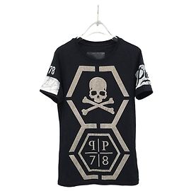 Philipp Plein Hexagon Skull Strass T-Shirt mit kurzen Ärmeln