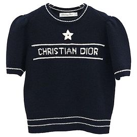Dior Camisola de cashmere manga curta em malha de lã