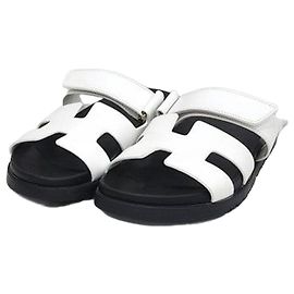 Hermès Cipre Sandals Slippers Calfskin Blanc