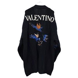 Valentino Cardigan Animal con Logo Ricamato Bianco XL