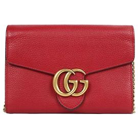 Gucci Mini borsa a tracolla GG Marmont in pelle con catena Rossa