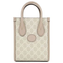 Gucci Interlocking Mini Tote Bag Beige Weiß