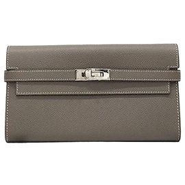 Hermès Kelly Classic Long Wallet Epsom Verso Etoupe Silver Hardware