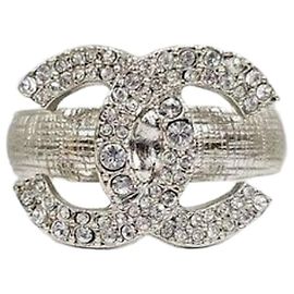 Chanel Crystal Ring with CC Logo Size