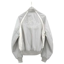 Dior Air Jordan Limited Edition Gray Wing Logo Embroidered Varsity Jacke