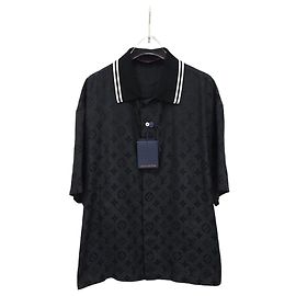 Louis Vuitton Kurzärmeliges Seidenhemd mit Monogramm-Marmoriert-Jacquard XXL