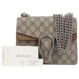 Gucci Borsa a tracolla Mini GG Supreme Canvas Dionysus Beige Suede
