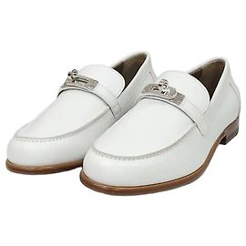 Hermès Mocassin Destin Blanc Silver