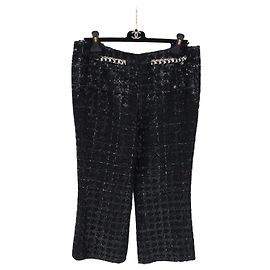 Chanel Kurze Tweed-Hose mit schwarzen Pailletten