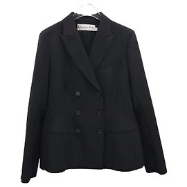 Dior Chaqueta ajustada de lana mohair negra para mujer