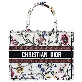 Dior Book Tote Petit Fleur Embroidery White Multicolor Não Usado