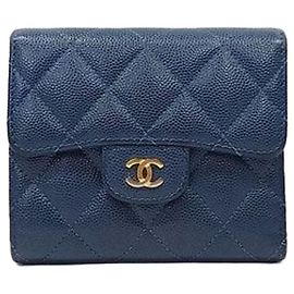 Chanel Cartera Classic Small Flap Caviar Navy Gold