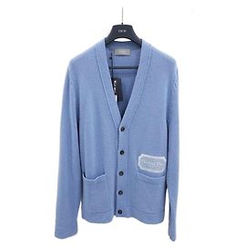 Dior Kaschmir-Cardigan mit Logo in Blau