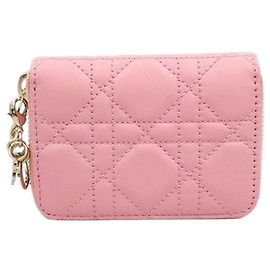 Dior Billetera Pequeña Lady Voyager de Piel Rosa