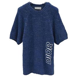 Dior Logo Heavy Cotton Strick-T-Shirt mit kurzen Ärmeln