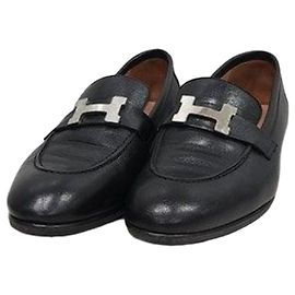 Hermès Mocassino Paris Black Silver