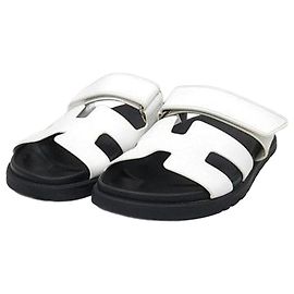 Hermès Cipre Sandal Slippers White Calfskin