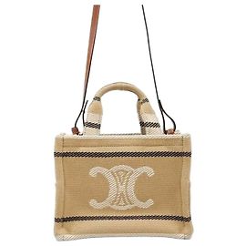 Céline Small Cabas Tie Triomphe Textile Beige