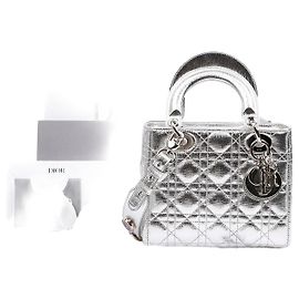 Dior Sac à main et épaule Lady Tote Argent Métallisé